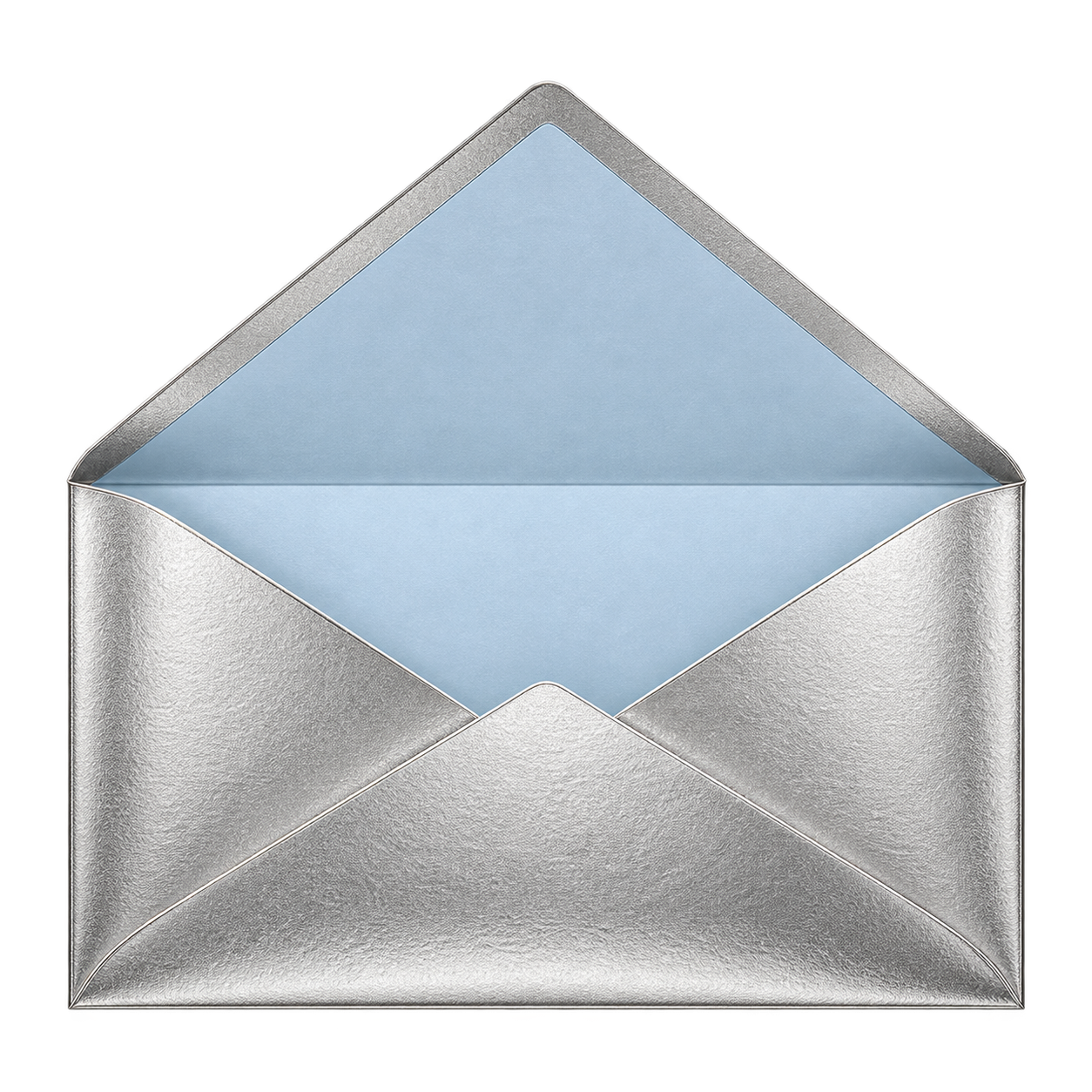 Silver envelope lined with pale blue paper